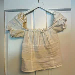 Reformation White Ruffled Shirt